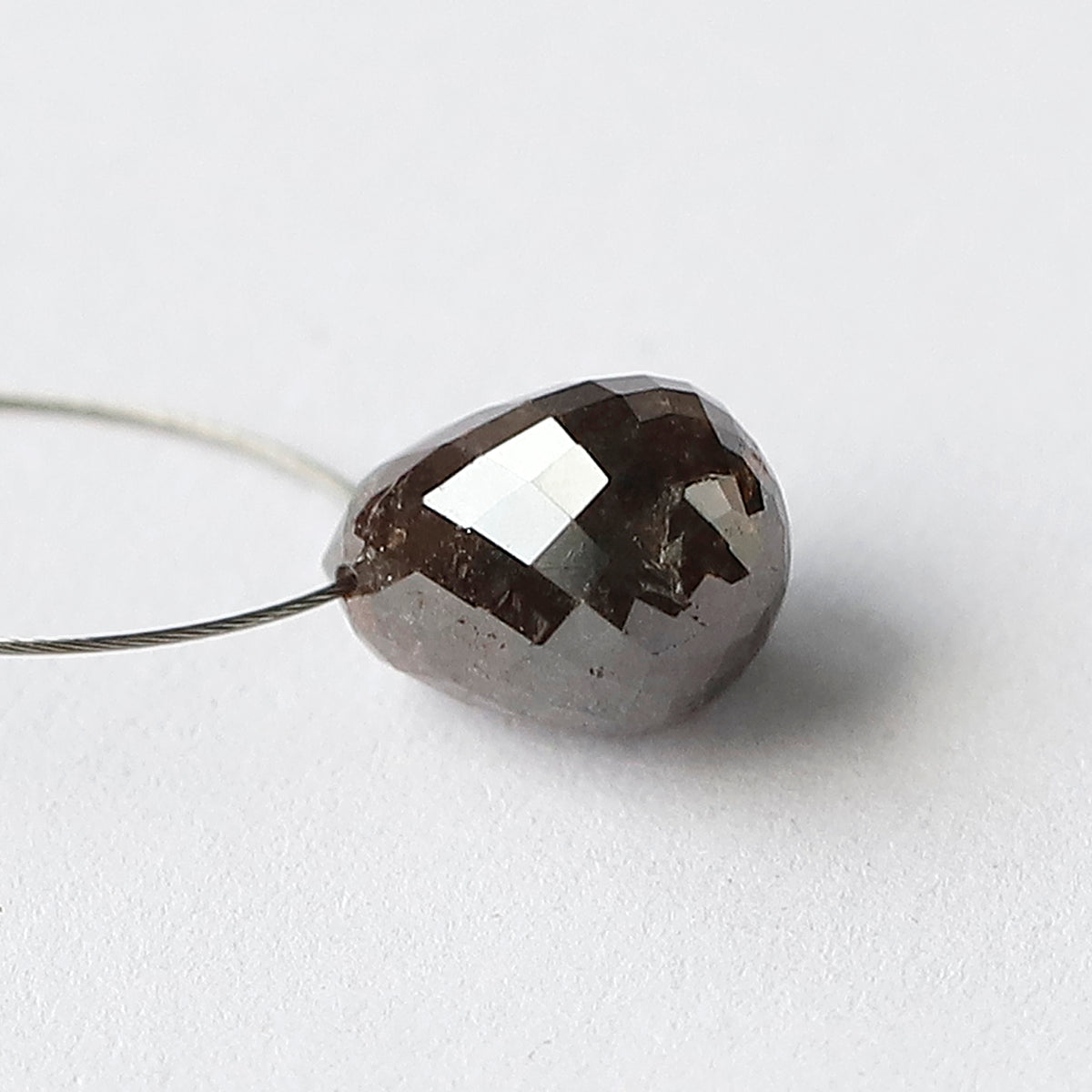 1.87 CT 7.4 x 5.5 MM  Natural Dark Brown Drilled Briolette Shape Conflict Free Ethically Sourced Diamond Bead