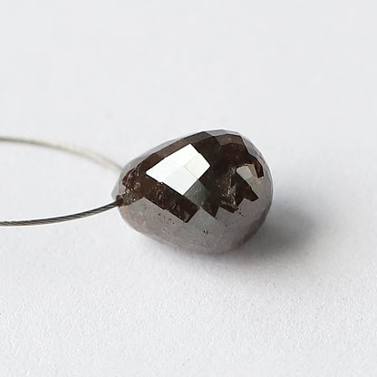 1.87 CT 7.4 x 5.5 MM  Natural Dark Brown Drilled Briolette Shape Conflict Free Ethically Sourced Diamond Bead