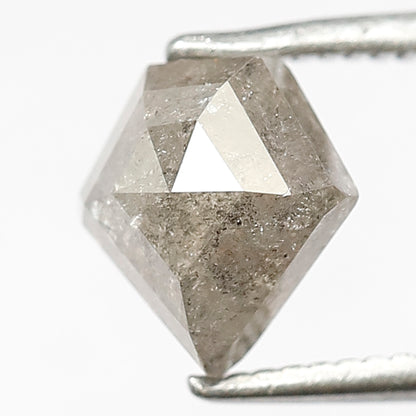 1.49 CT Pentagon Salt and Pepper Diamond | Natural Grey Black Loose Diamond | Geometric Rustic Engagement Ring Stone | 7.2 x 6.8 MM