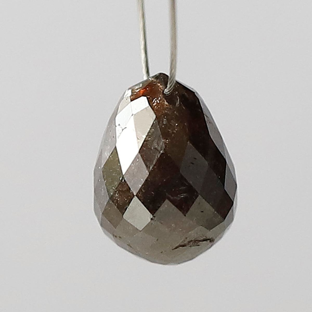 1.87 CT 7.4 x 5.5 MM  Natural Dark Brown Drilled Briolette Shape Conflict Free Ethically Sourced Diamond Bead