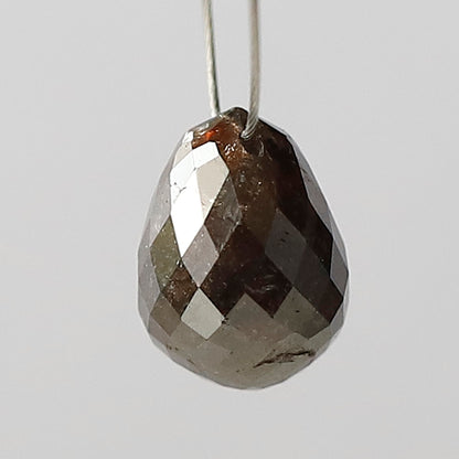 1.87 CT 7.4 x 5.5 MM  Natural Dark Brown Drilled Briolette Shape Conflict Free Ethically Sourced Diamond Bead