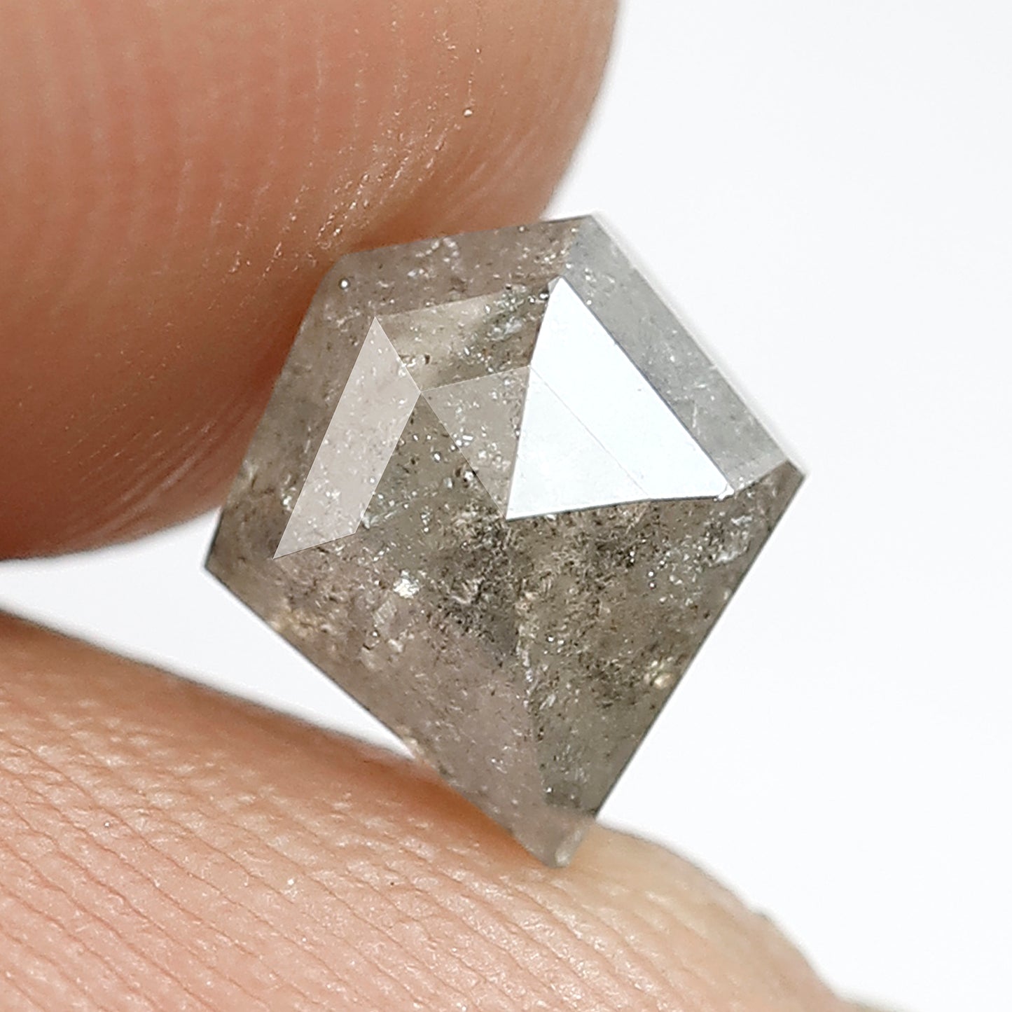 1.49 CT Pentagon Salt and Pepper Diamond | Natural Grey Black Loose Diamond | Geometric Rustic Engagement Ring Stone | 7.2 x 6.8 MM