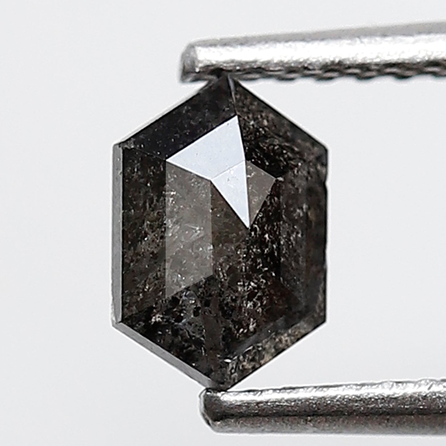 0.60 Ct Elongated Hexagon Shape Salt and Pepper Diamond 6 MM Grey Black Color Natural Loose Diamond