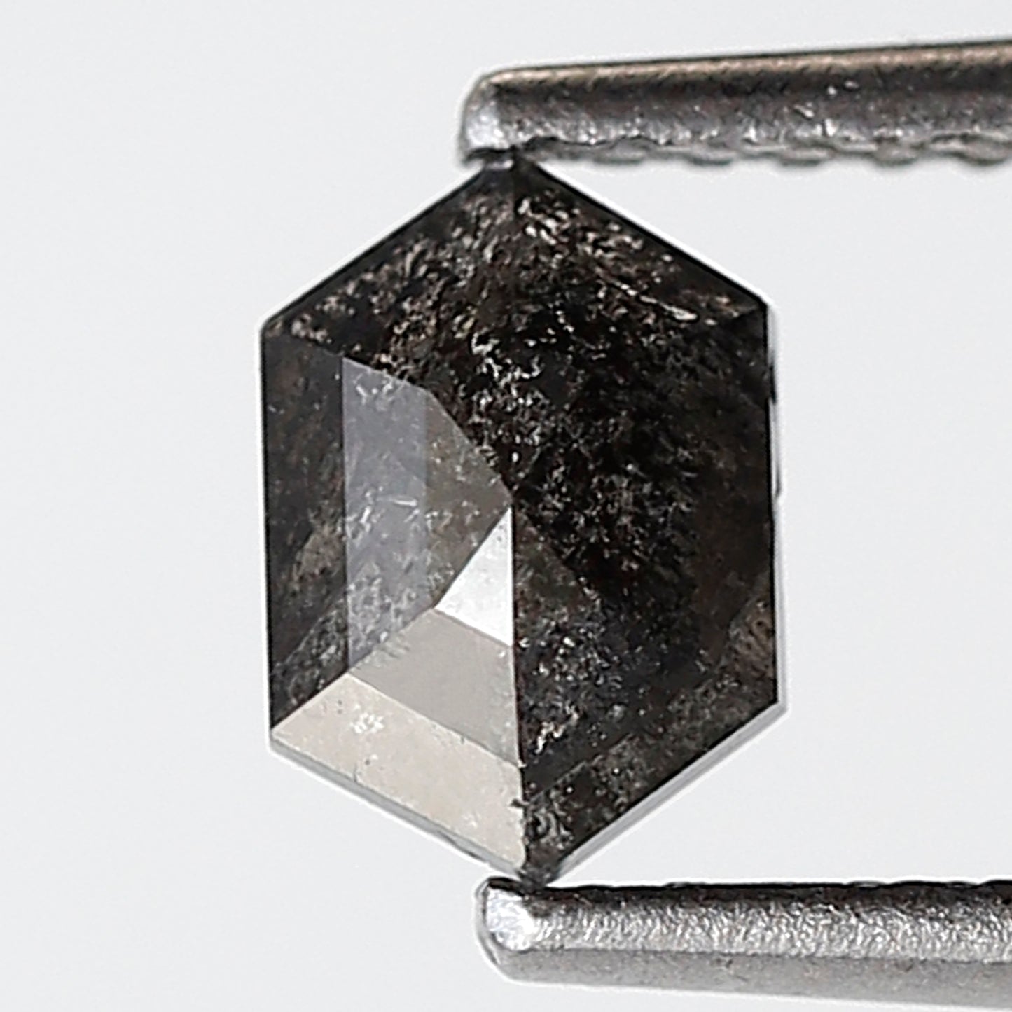 0.60 Ct Elongated Hexagon Shape Salt and Pepper Diamond 6 MM Grey Black Color Natural Loose Diamond