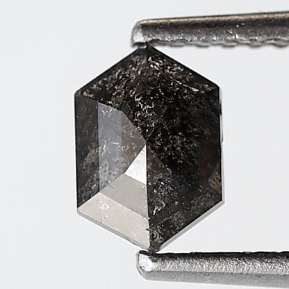 0.60 Ct Elongated Hexagon Shape Salt and Pepper Diamond 6 MM Grey Black Color Natural Loose Diamond