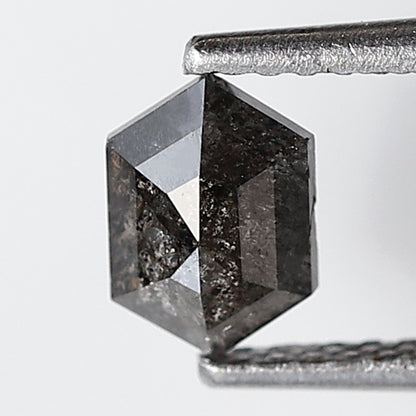 0.60 Ct Elongated Hexagon Shape Salt and Pepper Diamond 6 MM Grey Black Color Natural Loose Diamond