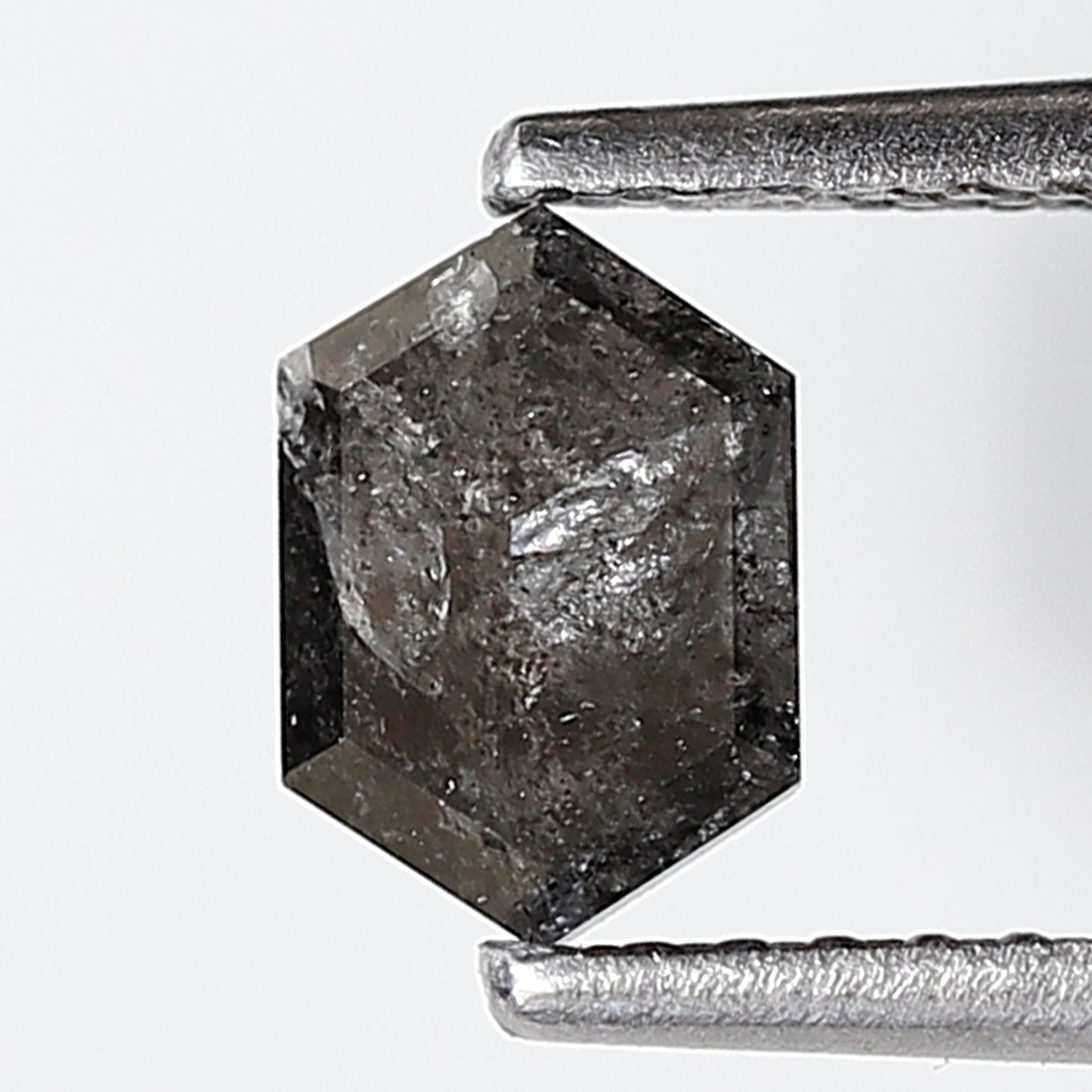 0.60 Ct Elongated Hexagon Shape Salt and Pepper Diamond 6 MM Grey Black Color Natural Loose Diamond