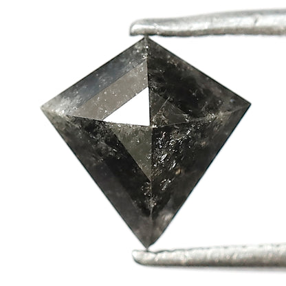 1.34 CT Kite Shape Salt and Pepper Diamond | Natural Grey Black Loose Diamond | Geometric Rustic Engagement Ring Stone | 7.7 x 7.6 MM