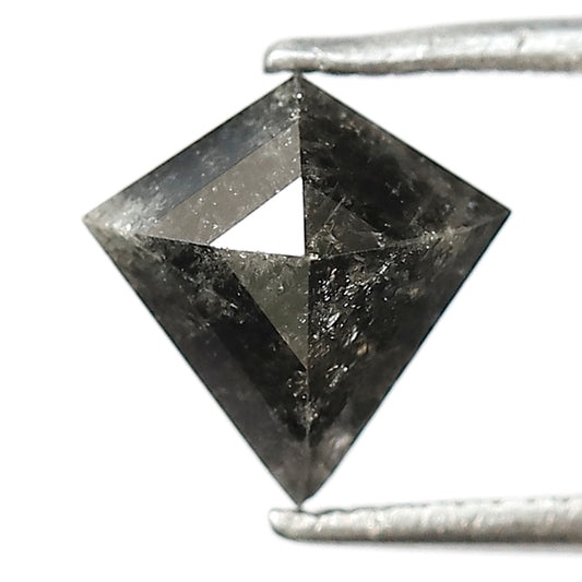 1.34 CT Kite Shape Salt and Pepper Diamond | Natural Grey Black Loose Diamond | Geometric Rustic Engagement Ring Stone | 7.7 x 7.6 MM