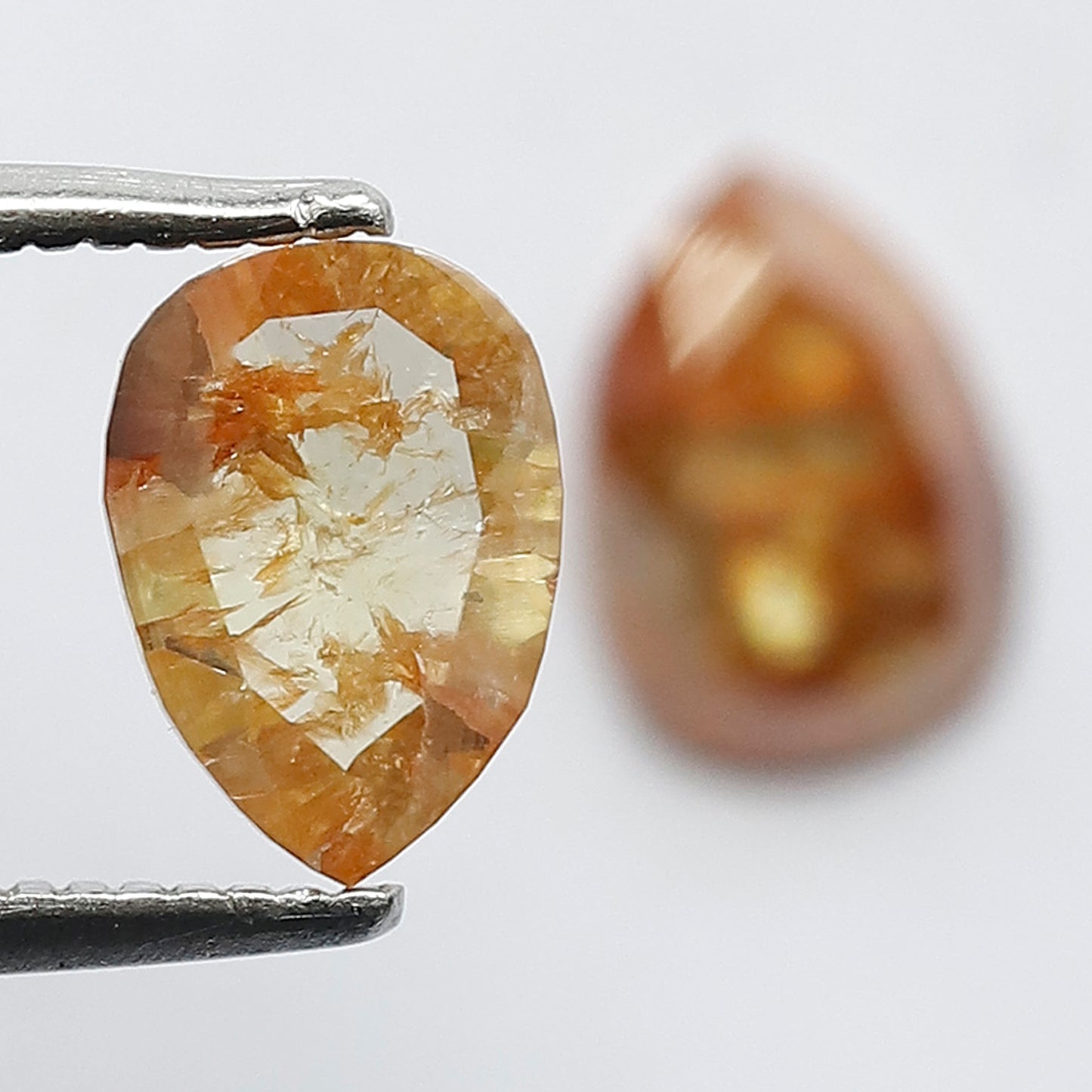 Matching Pair 1.45 Carat Pear Shape Rustic Loose Diamonds, 7.6 MM Yellowish Red for Jewelry Making
