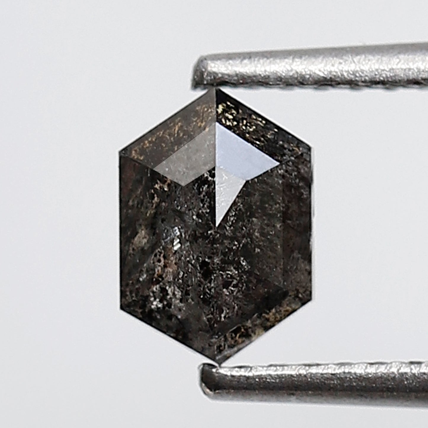 0.60 Ct Elongated Hexagon Shape Salt and Pepper Diamond 6 MM Grey Black Color Natural Loose Diamond