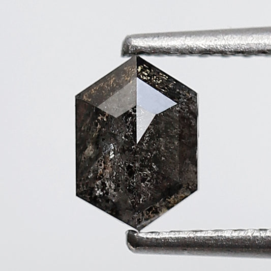 0.60 Ct Elongated Hexagon Shape Salt and Pepper Diamond 6 MM Grey Black Color Natural Loose Diamond