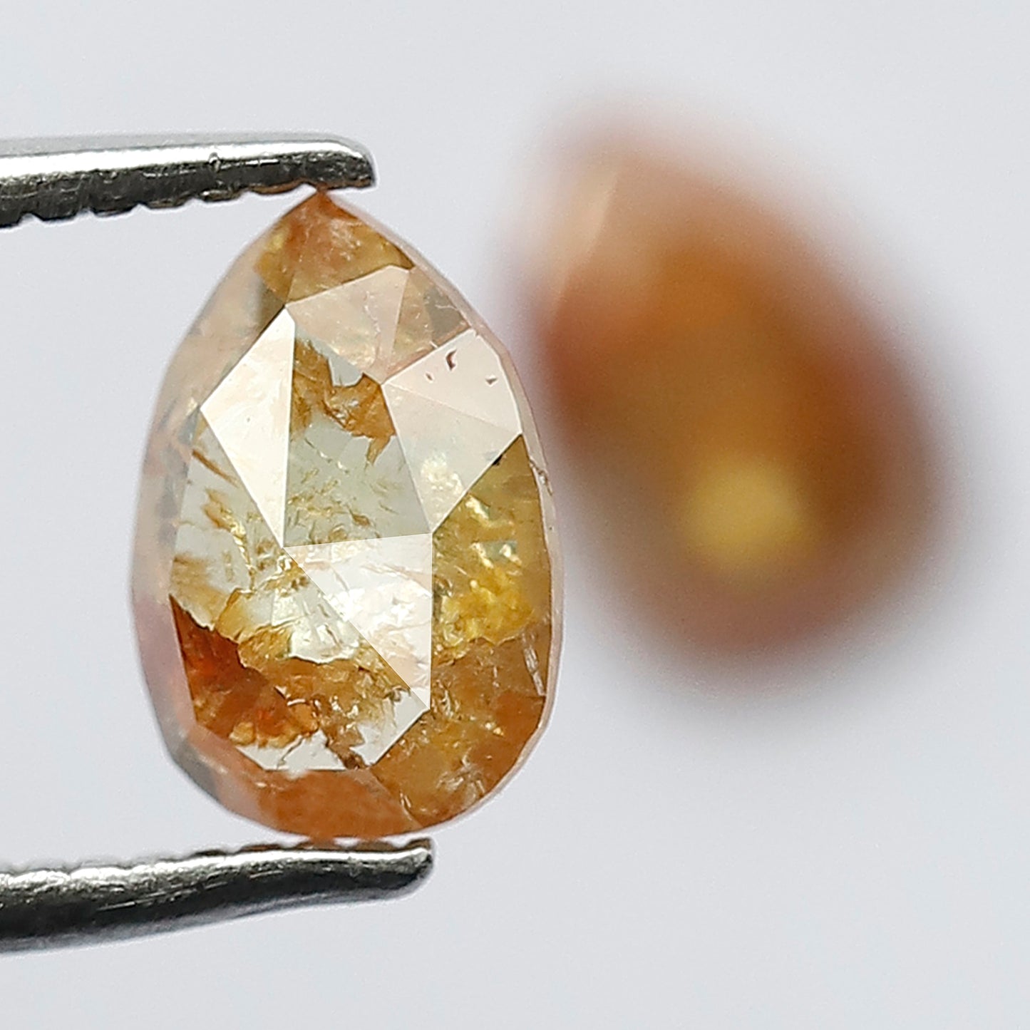 Matching Pair 1.45 Carat Pear Shape Rustic Loose Diamonds, 7.6 MM Yellowish Red for Jewelry Making