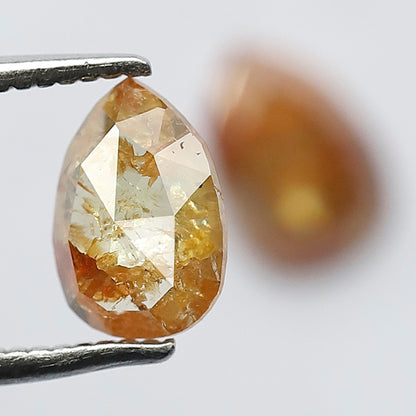 Matching Pair 1.45 Carat Pear Shape Rustic Loose Diamonds, 7.6 MM Yellowish Red for Jewelry Making