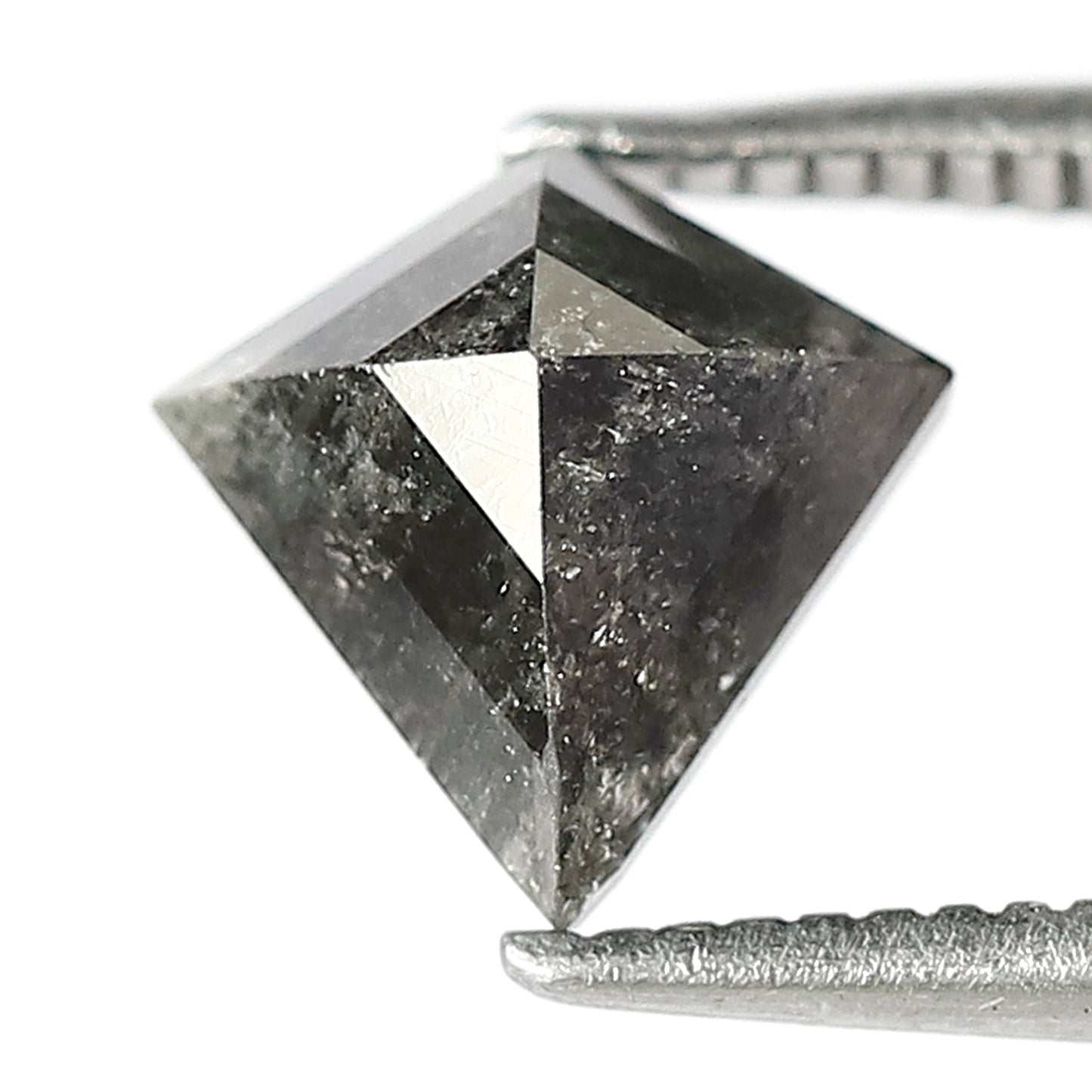 1.34 CT Kite Shape Salt and Pepper Diamond | Natural Grey Black Loose Diamond | Geometric Rustic Engagement Ring Stone | 7.7 x 7.6 MM