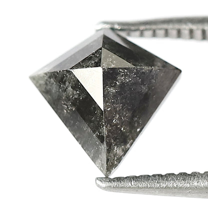 1.34 CT Kite Shape Salt and Pepper Diamond | Natural Grey Black Loose Diamond | Geometric Rustic Engagement Ring Stone | 7.7 x 7.6 MM