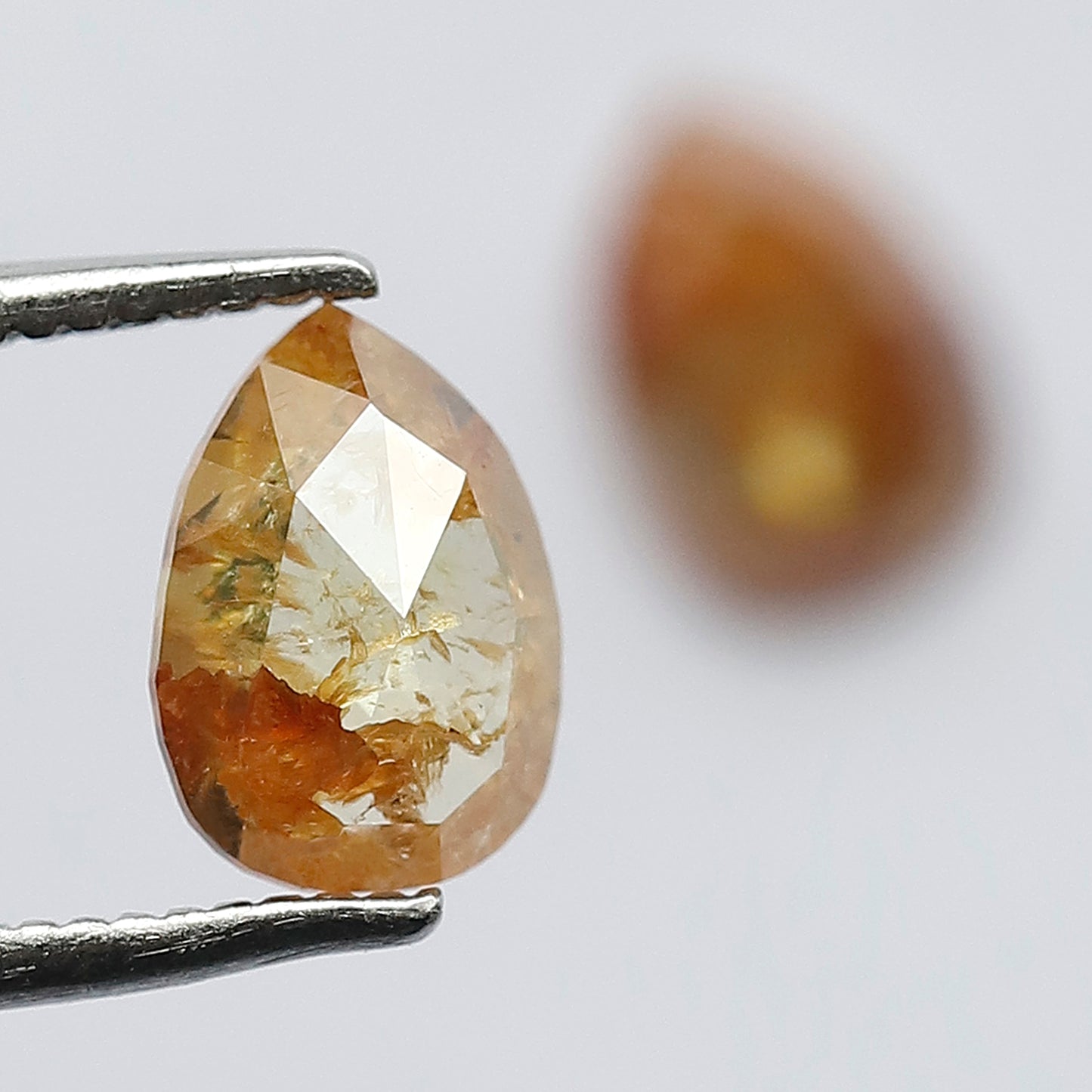 Matching Pair 1.45 Carat Pear Shape Rustic Loose Diamonds, 7.6 MM Yellowish Red for Jewelry Making