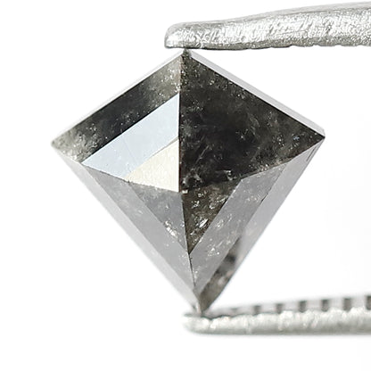 1.34 CT Kite Shape Salt and Pepper Diamond | Natural Grey Black Loose Diamond | Geometric Rustic Engagement Ring Stone | 7.7 x 7.6 MM