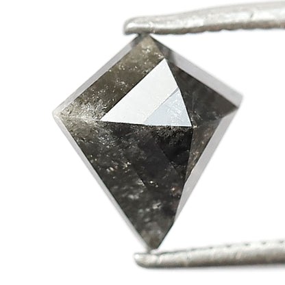 1.34 CT Kite Shape Salt and Pepper Diamond | Natural Grey Black Loose Diamond | Geometric Rustic Engagement Ring Stone | 7.7 x 7.6 MM