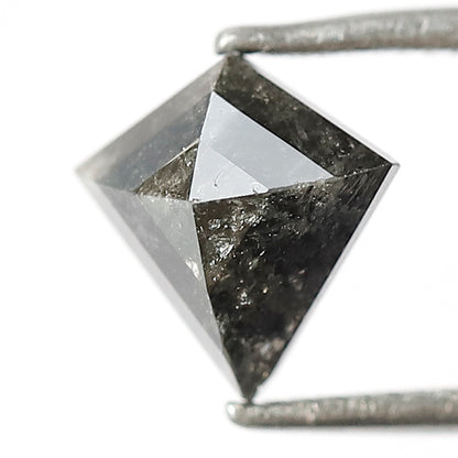 1.34 CT Kite Shape Salt and Pepper Diamond | Natural Grey Black Loose Diamond | Geometric Rustic Engagement Ring Stone | 7.7 x 7.6 MM