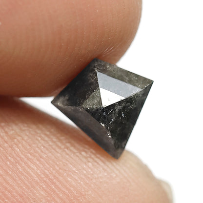 1.34 CT Kite Shape Salt and Pepper Diamond | Natural Grey Black Loose Diamond | Geometric Rustic Engagement Ring Stone | 7.7 x 7.6 MM