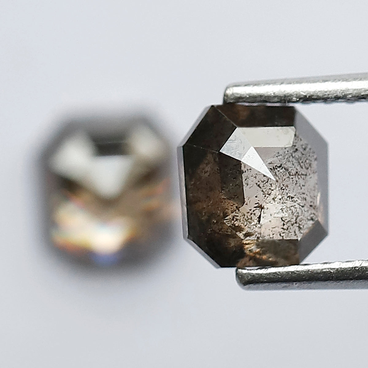 Rustic Asscher Cut Diamond Pair 1.72 Carat, 5.9 MM Natural Brown Fancy Stones for Unique Jewelry