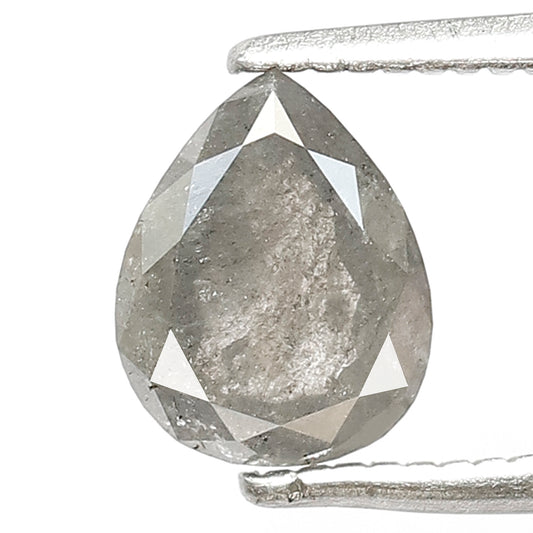 1.05 CT Pear Shape Salt and Pepper Diamond | Natural Grey Loose Diamond | Rustic Pear Engagement Ring Stone | 7.1 x 5.7 MM