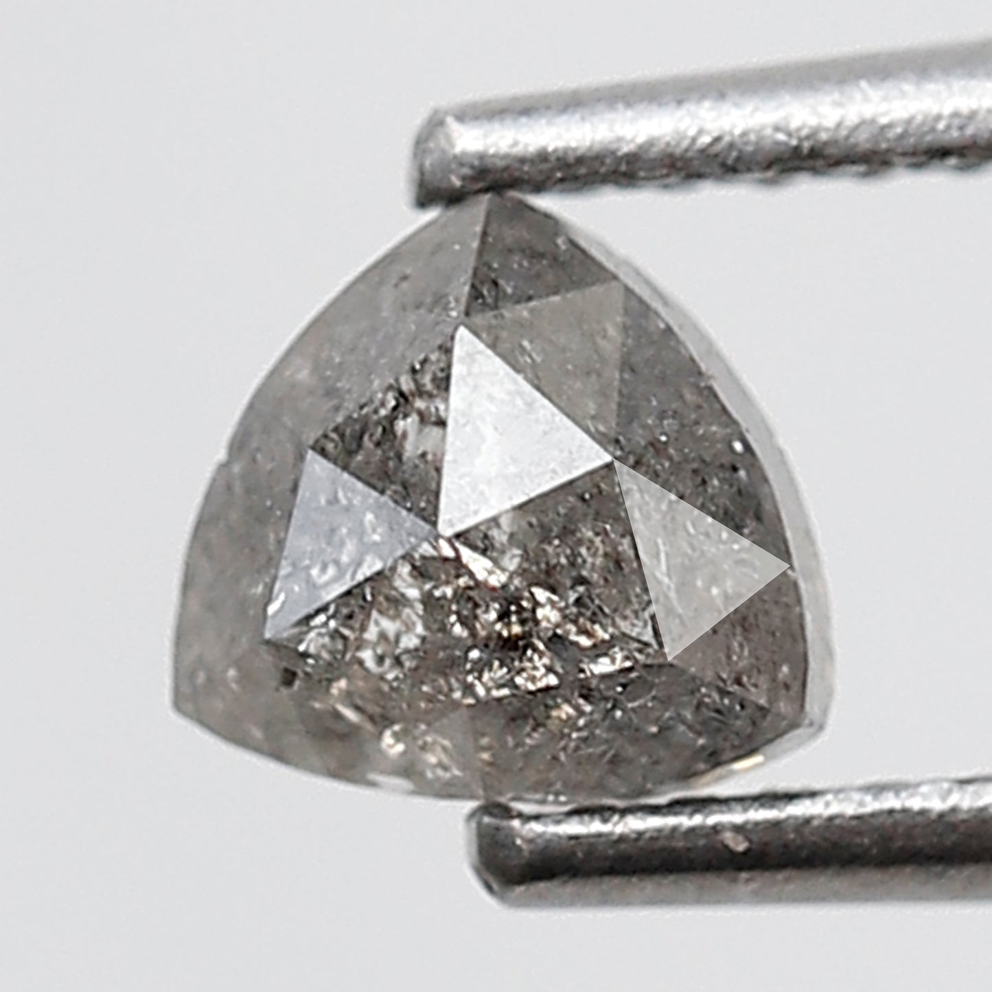 0.67 Ct Triangle Shape Salt and Pepper Diamond 4.90 MM Grey Black Color Natural Loose Diamond