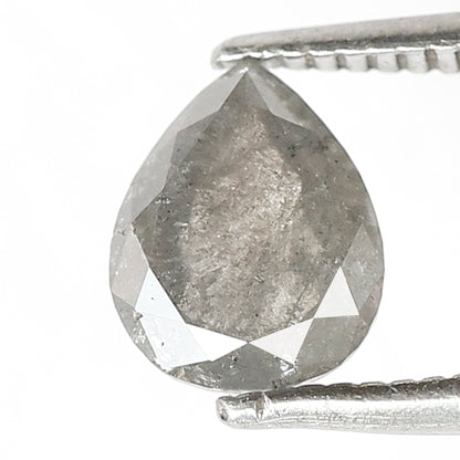 1.05 CT Pear Shape Salt and Pepper Diamond | Natural Grey Loose Diamond | Rustic Pear Engagement Ring Stone | 7.1 x 5.7 MM