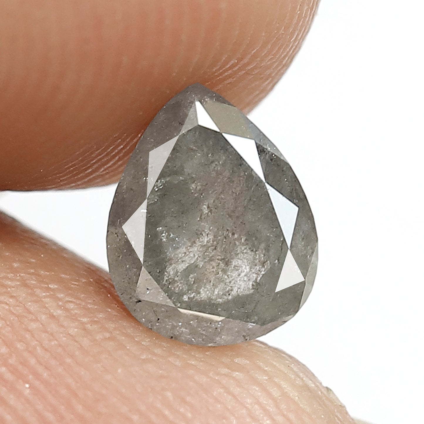 1.05 CT Pear Shape Salt and Pepper Diamond | Natural Grey Loose Diamond | Rustic Pear Engagement Ring Stone | 7.1 x 5.7 MM