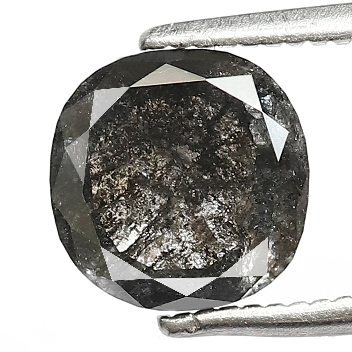 1.52 CT Cushion Salt and Pepper Diamond | Natural Grey Black Loose Diamond | Rustic Cushion Engagement Ring Stone | 7.2 x 7.2 MM