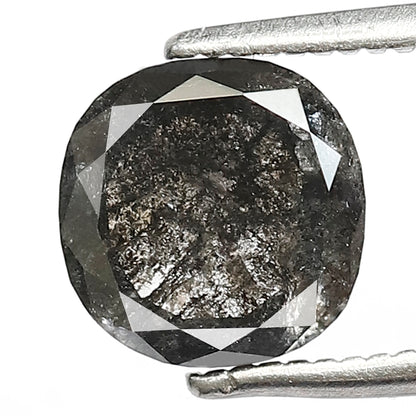 1.52 CT Cushion Salt and Pepper Diamond | Natural Grey Black Loose Diamond | Rustic Cushion Engagement Ring Stone | 7.2 x 7.2 MM