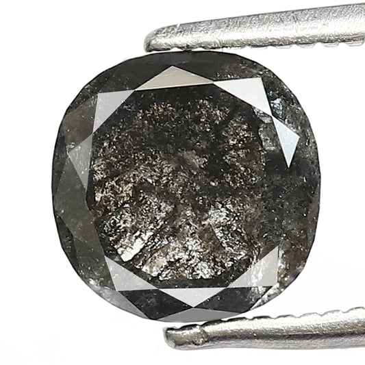 1.52 CT Cushion Salt and Pepper Diamond | Natural Grey Black Loose Diamond | Rustic Cushion Engagement Ring Stone | 7.2 x 7.2 MM