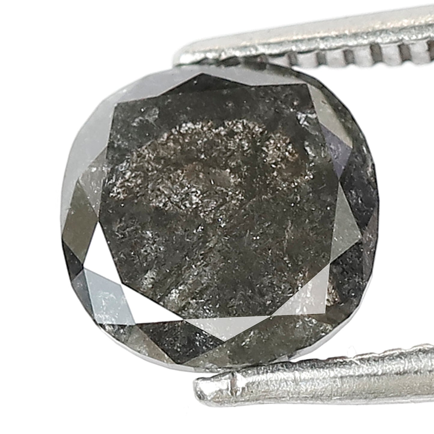 1.52 CT Cushion Salt and Pepper Diamond | Natural Grey Black Loose Diamond | Rustic Cushion Engagement Ring Stone | 7.2 x 7.2 MM