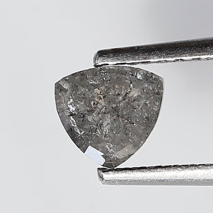 0.67 Ct Triangle Shape Salt and Pepper Diamond 4.90 MM Grey Black Color Natural Loose Diamond