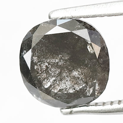 1.52 CT Cushion Salt and Pepper Diamond | Natural Grey Black Loose Diamond | Rustic Cushion Engagement Ring Stone | 7.2 x 7.2 MM