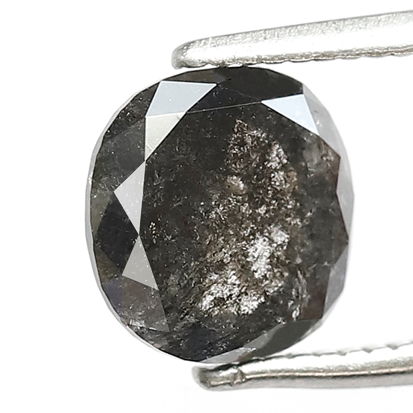 1.52 CT Cushion Salt and Pepper Diamond | Natural Grey Black Loose Diamond | Rustic Cushion Engagement Ring Stone | 7.2 x 7.2 MM