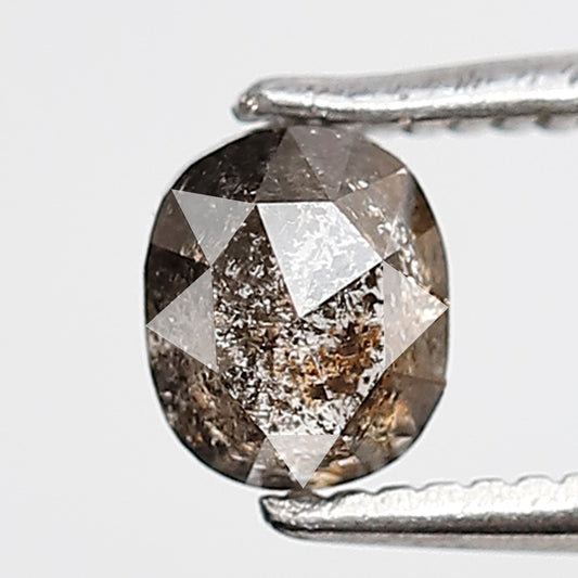 0.58 Ct Oval Shape Salt and Pepper Diamond 5 MM Grey Black Color Natural Loose Diamond