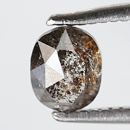 0.58 Ct Oval Shape Salt and Pepper Diamond 5 MM Grey Black Color Natural Loose Diamond