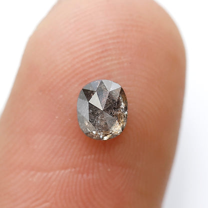 0.58 Ct Oval Shape Salt and Pepper Diamond 5 MM Grey Black Color Natural Loose Diamond