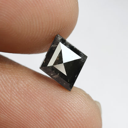 1.72 CT Kite Shape Salt and Pepper Diamond | Natural Grey Black Loose Diamond | Geometric Rustic Engagement Ring Stone | 9.4 x 7.9 MM