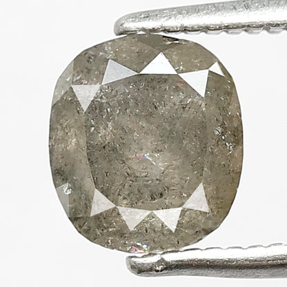 1.41 CT Cushion Salt and Pepper Diamond | Natural Grey Black Loose Diamond | Rustic Cushion Engagement Ring Stone | 6.7 x 6.0 MM