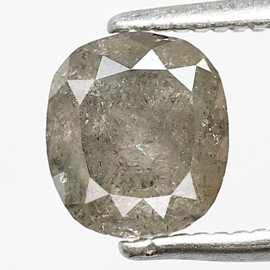 1.41 CT Cushion Salt and Pepper Diamond | Natural Grey Black Loose Diamond | Rustic Cushion Engagement Ring Stone | 6.7 x 6.0 MM