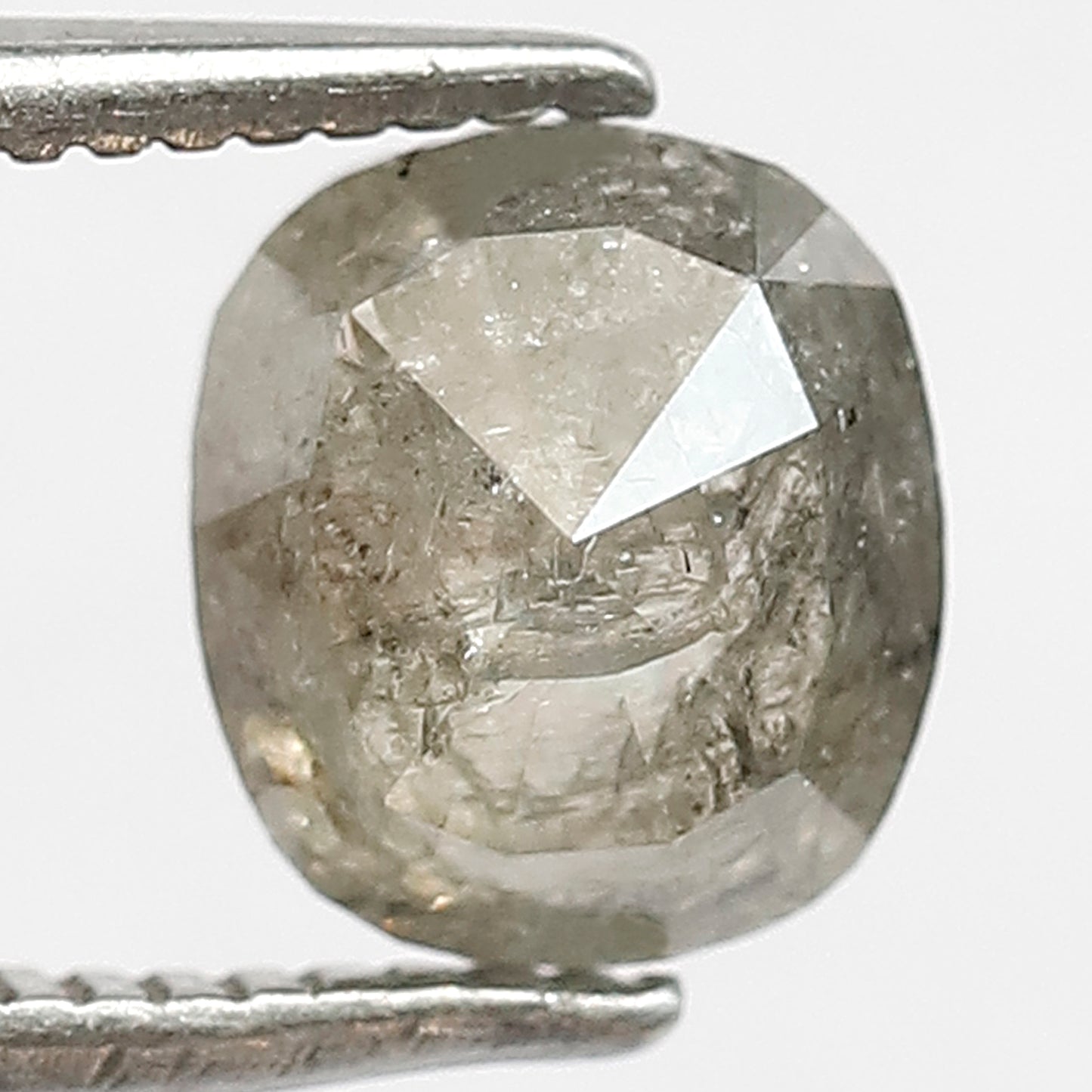 1.41 CT Cushion Salt and Pepper Diamond | Natural Grey Black Loose Diamond | Rustic Cushion Engagement Ring Stone | 6.7 x 6.0 MM