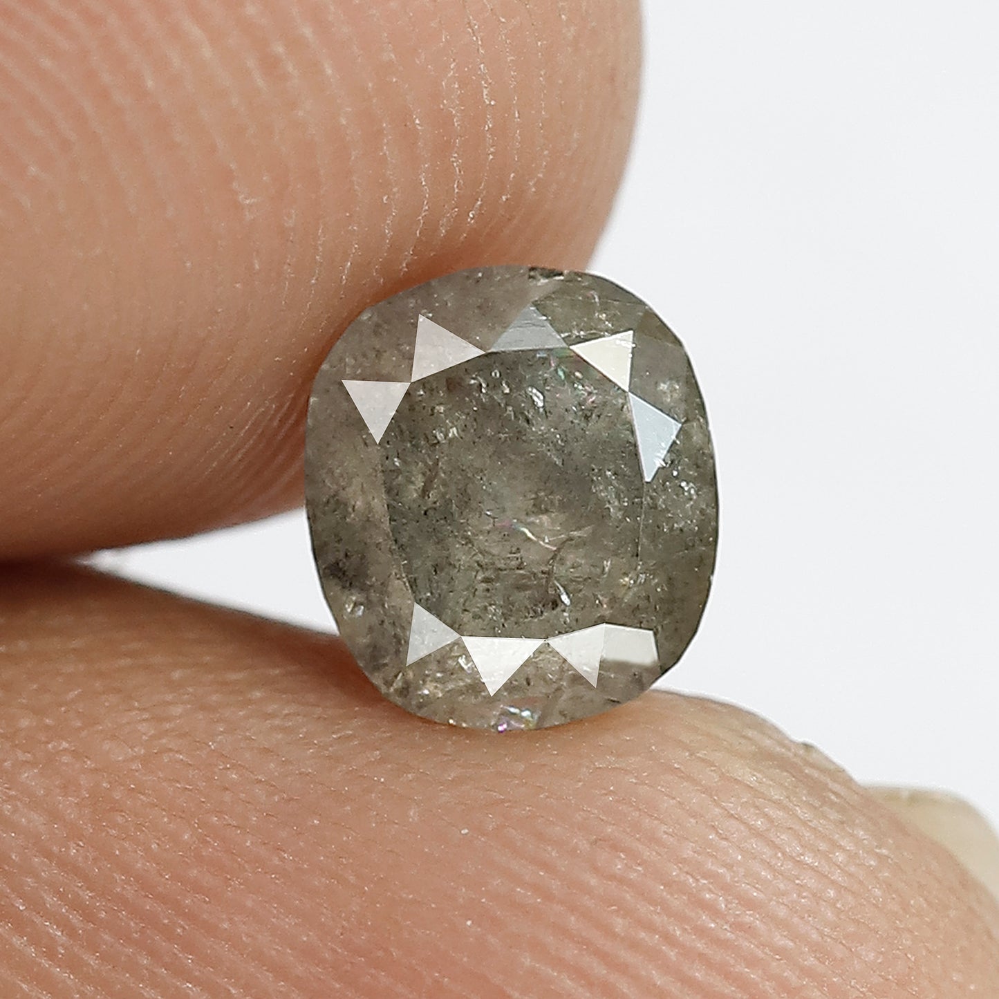 1.41 CT Cushion Salt and Pepper Diamond | Natural Grey Black Loose Diamond | Rustic Cushion Engagement Ring Stone | 6.7 x 6.0 MM