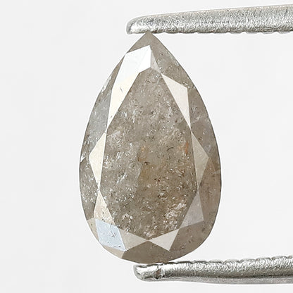 1.28 CT Pear Shape Salt and Pepper Diamond | Natural Grey Black Loose Diamond | Rustic Pear Engagement Ring Stone | 9.2 x 5.6 MM