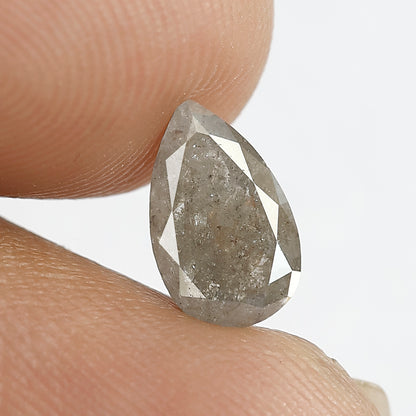 1.28 CT Pear Shape Salt and Pepper Diamond | Natural Grey Black Loose Diamond | Rustic Pear Engagement Ring Stone | 9.2 x 5.6 MM