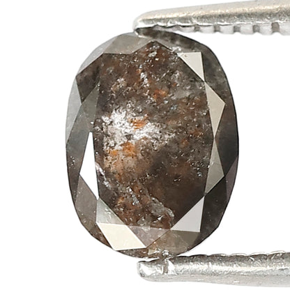 1.29 CT Oval Salt and Pepper Diamond | Natural Grey Black Loose Diamond | Rustic Oval Engagement Ring Stone | 7.6 x 5.6 MM