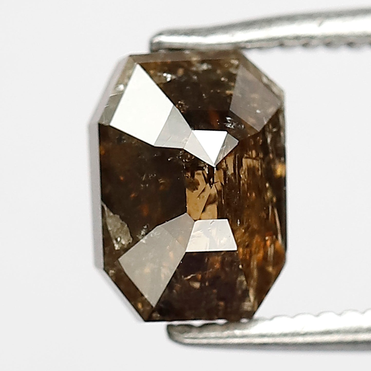 1.62 Ct 7 MM Natural Loose Diamond Champagne Brown Color Emerald Shape rustic  Rose Cut Polished Diamond for ring