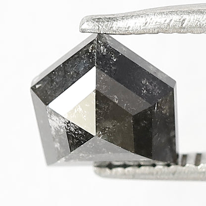 1.23 CT Shield Shape Salt and Pepper Diamond | Geometric Grey Black Loose Diamond | Rustic Engagement Ring Stone | Natural Diamond 6.3 MM